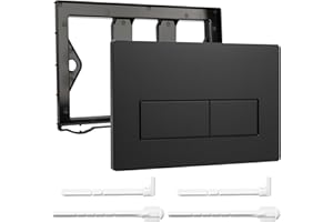 LURICO Plaque de Commande WC, Compatible avec Geberit Sigma 01/20/21/30/40/50, UP300 et UP320, avec Double Chasse, avec Leviers de Chasse et d'un Cadre d'Installation (Noir Mate)