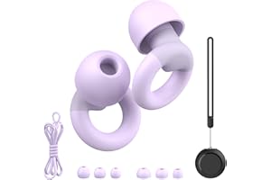 JUSTRVN Earplugs for Sleeping,Noise Reduction Soft Silicone Ear plugs with 7 Pairs Ear Tips&One Connection Cord,Hearing Protection Reusable Earplugs for Sleeping,Concert,Work&Sound Reduction 25dB-30db