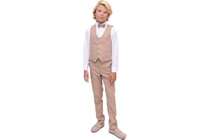 Lilax Boys Formal Suit 4 Piece Vest, Pants and Tie Dresswear Suit Set