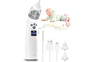 ‎FIOAY Nasensauger Baby, Nasensauger Baby Elektrisch, Nasensauger Staubsauger Baby mit 3 Saugstärken, 2 Größen Tip und Musik Beruhigender Funktion, für Neugeborene und Kleinkinder