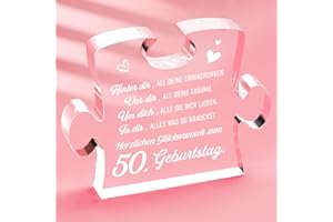 GLEEVARA Geschenke zum 50. Geburtstag, 50 Geburtstag Geschenke Frauen- 12,5 x 9,4 cm Großes Acryl-Puzzleteil Tischschmuck, Geschenkideen zum 50 Geburtstag Frau, Besondere 50. Geburtstagsgeschenk