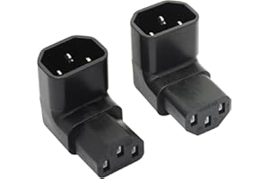 Riertostng 1Pair 90 Degree IEC 320 C14 Male to C13 Female Converter Adapter, Up & Down Angle Extension Connector Plug 10A 250V, for Monitor, Computer, PDU Chassis, Printer etc - 2Pcs