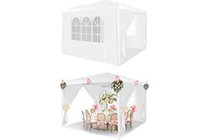 HOTEEL Pavillon 3x3 mit Fenstern & abnehmbaren Seitenwänden, Gartenpavillon 3x3 UV-Schutz für Garten Partyzelt Hochzeit kommerzielle Aktivitäten, inkl. Heringe, weiß Upgrade 3.0