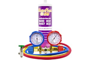 RALERTREIK Split Ralerfresh RS organisches Kühlgas für Klimaanlagen, entspricht 950 g, Ersatz für R410, R32, R407 und R22 (Flasche + 2-Wege-Manometer + Schläuche + Adapter)