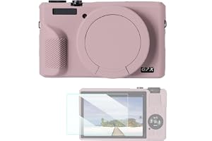 K&F CONCEPT Fodral kompatibelt med Canon G7X Mark III, mjukt silikonfodral med objektivlock och skyddsfilm - grå
