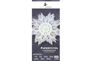 MarpaJansen Papiertüten für Deko-Sterne/Blüten - Bastelset - Butterbrottüten - (10 x 22 cm, 24 Stück) - inkl. Bastelanleitung - weiß