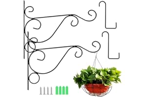 DECARETA 4 Pezzi Ganci da Parete per Pianta Staffe per Cestini Appesi All'aperto Staffe per Appendere Vasi Ganci Appendi Vasi Staffa per Piante Appendere A Parete con 4 Viti, 4 Tubi di Espansione