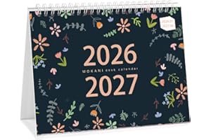 MOKANI Desk Calendar 2026-2027, Monthly Desktop Calendar (Jan. 2026 - Jun. 2027, 10" x 8.25"), Standing Flip Calendar with Thick Paper, Academic Year Planner with Stickers