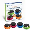 Learning Resources Recordable Answer Buzzers Personalized Sound Buzzer Recordable Buttons Set of 4 Ages 3+ Multi-color, LER3769