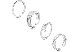 Briana Williams 4pcs Toe Ring Stainless Steel Silver Gold Adjustable Open Rings
