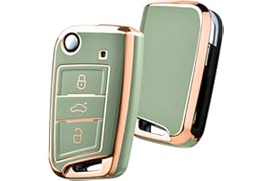 OATSBASF Car Key Case For VW, Key Case Compatible with VW Golf 7 MK7，Silicone Key Case, Key Box Cover for VW Polo, Skoda, Tiguan, 3 Buttons