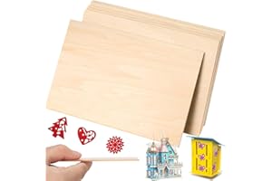 QUOHE 6 Paneles de Madera de Balsa, Madera Sin Acabado de Tilo Fino Sin Pintar, Paneles de Madera Contrachapada para Bricolaje Manualidades, Carpintería, Mini Casa, Barco, Avión Modelo (300 x 200 x 1,5 mm)