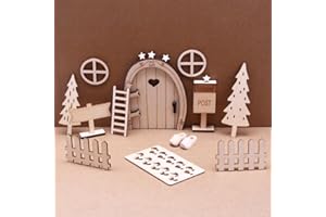 SILARLAIT Wichteltür Zubehör Weihnachten, Miniaturen, Weihnachtsset DIY Weihnachtsdeko (Holzfarbe)