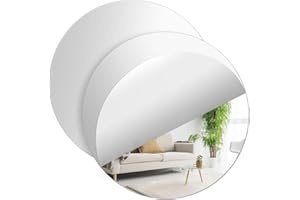 ASSRECT Okrągłe lustro samoprzylepne, 20 cm, 2 szt, samoprzylepne, akrylowe płytki lustrzane, do łazienki, salonu, sypialni, dekoracja domu