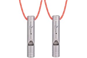 iBasingo Sifflets en titane pour l'extérieur, le camping, la randonnée, la chasse, l'escalade, les urgences, la survie, les entraînements, le sport, porte-clés avec cordon