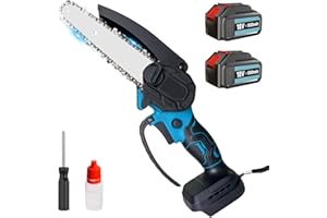 TEETOK Mini Chainsaw Cordless 6 Inch Upgraded Small Brushless Handheld Chain Saw Electric Garden Pruning Saw with 2X 5500mAH Battery and Safety Lock for Tree Branch Wood Cutting