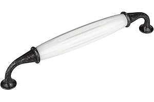 SOTECH Set de 5 x SO-TECH® Poignée en Porcelaine JOHANNA Finition Argent Vieilli blanc Entraxe 160 mm Poignée de Meuble Poignée