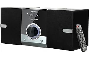 LONPOO Compact Micro Hi-Fi Stereo System with CD Player, Bluetooth, FM Radio, USB Playback, Aux-input & Earphone output (LP-886S)