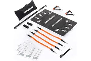 InnovaGoods GymPak Max - Système d'Entraînement Portable Tout-en-Un, Résistance 54-70kg, Idéal Jambes/Ceinture, Noir/Orange, Acier/ABS/Caoutchouc/Mousse
