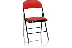 HJH Office Sedie Pieghevoli da Interno TUDELA Seduta salvaspazio, Comode Sedia per riunione, Poltrona sala d'attesa ecopelle, Rosso