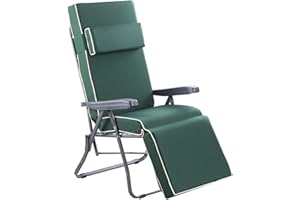 Alfresia Garden Reclining Relaxer Chair in Charcoal with Luxury Cushion - Adjustable Multi Position, Foldable Frame with Luxury Cushion (Green)