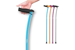 INDESmed | Bastón de Aluminio Aeroespacial 100% Ultraligero - Patentado - Ajustable milimétricamente, Ultrarresistente, Mango ergonómico Anti-tendinitis, Ortopédico-Diseñado en España (Azul, M)