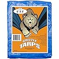 Grizzly Tarps 6 x 8 Feet Blue Multi Purpose Waterproof Poly Tarp Cover 5 Mil Thick 8 x 8 Weave
