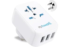 MyTravelPal UK to Australia Plug Adapter With USB | UK Safety Standards | China Australia Travel Adaptor With USB | Safe & Grounded Type I Travel Adapter Plug | Australian New Zealand Fiji Argentina