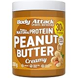 Body Attack Peanut Butter Natural 30% Protein Sugar & Fat Free Smooth Creamy 1 kg