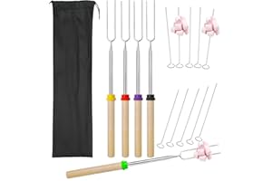AONAT Teleskopowe widelce do tostów, teleskopowe zestawy tostów piankowych, patyczki do tostów, 31–81 cm, widelce do tostów piankowych, zestaw pałeczek do tostów, na kemping, ognisko, piknik, 5 szt