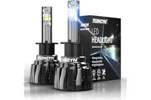 Lampadine H1 LED 16000LM 80W, TUINCYN +400% di Luminosità H1 LED Lampade per Fari Conversione Kit 1:1 6000K Bianca Forte Della Lampadina Alogena HID Fascio orientabile a 360°, IP65, 2 PZ