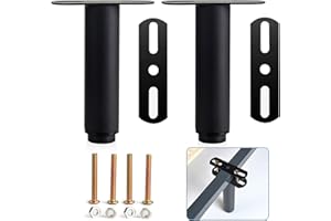 KRIZJUES Bed Adjustable Legs, Metal Furniture Support Legs Foot Retractable Heavy Duty Bed Center Frame Slat Support Leg,Suitable for Cabinet Sofa Bed Frame Replacement Parts 2 Pcs（7inch -13inch (Black)