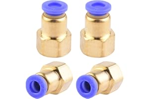 ANGEEK Lot de 4 raccords pneumatiques de 6 mm de diamètre extérieur x 1/4" filetage femelle PT droit Raccord pneumatique Push In Connecteur de qualité industrielle