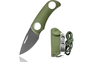 TONIFE Runer Full Tang Coltello da Caccia campeggio a Lama Fissa 4,7cm con Guaina Kydex Regolabile Facile Portabile con Cordino in Paracord per Outdoor, Sopravvivenza e Bushcraft(Verde), TONIFE201V