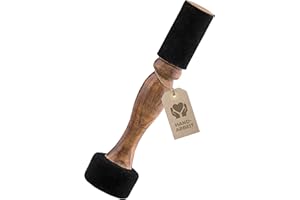 AVANDA Doppelseitiger Schlägel mit mittelhartem Filzkopf zum Anschlagen und weichem Leder zum Anreiben von Klangschalen. Natürliches Rosenholz braun. Faire Herstellung in traditioneller Handarbeit.