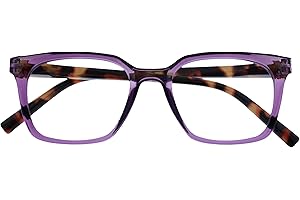 OPULIZE KOI Occhiali da Lettura - Montatura Rettangolare Grande - Viola - Uomo e Donna - Cerniere a Molla - R50-5 - +1.00