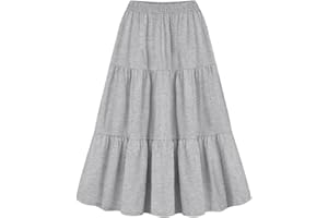 YAOJIWANG Jupe Patchwork Feuille De Lotus Femme Décontractée Couleur Unie Taille Haute Grande Taille Jupe Mi-Longue Chic Et Élégante Bohème Jupe Longue Grande Taille Tailles L-4Xl Noir Gris Violet