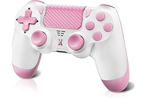 Quevati Wireless Controller for PS-4, Controller Wireless for Pro/Slim/PC, Bluetooth Gamepad Joystick with Dual Vibration Touch Panel 3.5mm Audio Jack Six-Axis Upgraded Ergonomic (Pink)