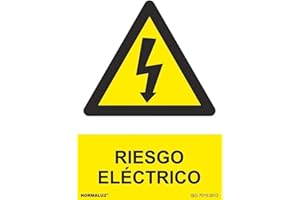 Normaluz Pegatina Riesgo Electrico 10x15cm – Señalización Adhesiva de Seguridad en Vinilo | Pegatinas Vinilo Resistentes | Señalizaciones de Seguridad para Cuadro Eléctrico