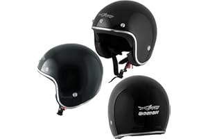 A-PRO Casque Moto Jet Noir TG.XL Kustom Scooter ECE 22-05 Approbation