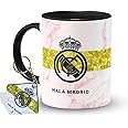 The Desi Monk Hala Madrid Printed Inside Black Mug with Keychain | RMFC Coffee Mug 11oz | Football Mug is Microwave and Dishwasher Safe 330ml | KMUG-494