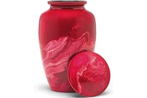 Eternal Harmony Cremation Urn for Human Ashes | Memorial Urn Carefully Handcrafted with Elegant Finishes to Honor Your Loved One | Adult Urn Large Size with Beautiful Velvet Bag (Red Milo)