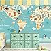 Produktbild ZWZT Wallpaper Cute Animal Weltkarte 3D Custom Wandbild für Kinder Schlafzimmer / Wohnzimmer / Kindergarten / Themenhotels / Freizeitparks , B