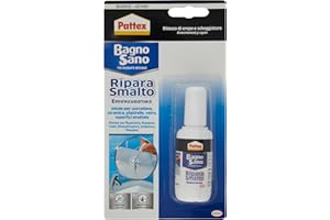 Pattex Bagno Sano Ripara Smalto, Smalto acrilico a base acqua per ritocchi di scheggiature con effetto vernice, Smalto per piastrelle con potere riempitivo e pennellino, 1x50ml