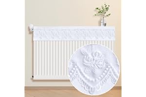 RANRAO Copertura antipolvere per radiatore, in tessuto decorativo, traspirante e lavabile, in lino filato (40 cm)