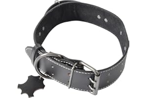 Love Story, Collier avec Poignée Spécial Grand Chien Cuir Taille 3XL 80 x 5 cm Noir