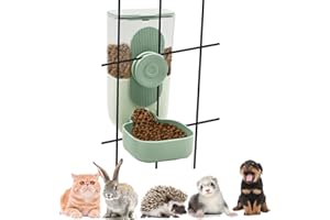 LANYOTA 1L Rabbit Pet Food Dispenser, Hanging Automatic Food Bowl for Cage, Feeding Station for Small Dog Cat Kitten Bunny Guinea Pig Ferret, 1L Capacity (Feeder)
