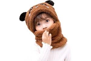 AYPOW Bonnet Cagoule en Polaire Thermique Enfants 1-8 Ans, Chapeau Animal Original Multifonction Coupe en Polaire Chapeaux et Écharpe pour Garçons Filles Tout-Petits Activités en Plein Air