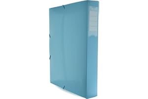 Carpeta de Gomas - Caja de Proyectos A4+ con Cierre de Gomas - REF.55011-AC- Lomo de 50 cm. En 12 Colores Colorline by Office Box - Fabricado en Polipropileno 100% Reciclable (Azul Claro)