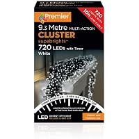 Premier Decorations LED-Lichterkette – 720 Warmweiße Cluster-LEDs, 19,3 M, 8 Funktionen + Timer